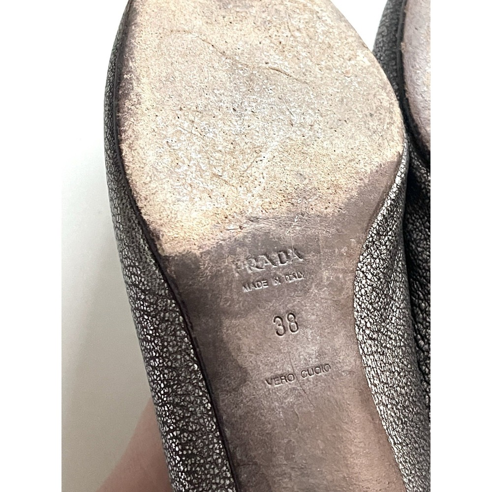 Vintage Y2k Prada Pointed Toe Gray Kitten Heels Leather Buckle Detail 90s 38 - Picture 11 of 16